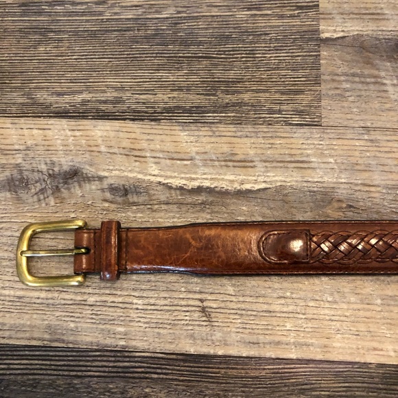 Gant Cognac Brown Full Grain Cowhide Leather Belt Vintage Braided Rustic Size 38 - Picture 2 of 12
